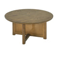 Christopher Knight Home Nova Farmhouse Rattan Rubberwood Round Coffee Table with Criss Cross Design, Brown