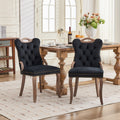 GDFStudio Astreine Mid-Century Modern Rubberwood Tufted Velvet Upholstered Dining Chairs (Set of 2) Black