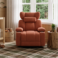 GDFStudio Ethan Chenille Upholstered Manual Rocking Recliner with 360  Swivel Base and Adjustable Neck Pillow, Orange