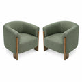 Christopher Knight Home Rava Modern Wooden Chenille Upholstered Barrel Accent Chairs (Set of 2), Green
