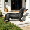GDFStudio Marnie Outdoor 26  Realistic Resin Dachshund Garden Statue, Black/Brown
