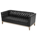 GDFStudio Bennett Mid-Century Faux Leather 3-Seat Button Tufted Chesterfield Sofa, Black