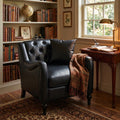 GDFStudio Sophia Mid-Century Modern Faux Leather Upholstered Accent Chair with Nailhead Trim and Birch Wood Legs, Black