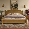 GDFStudio Alger Vintage Style Wood Bed Frame with Curved Headboard, King Size, Dark Oak