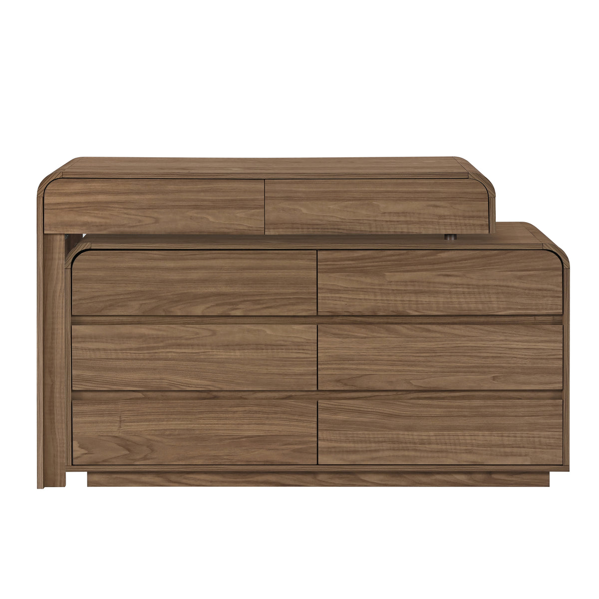 Christopher Knight Home Runa Modern 50" Wooden Expandable Makeup Vanity Desk with 8 Drawers, Walnut