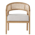 Christopher Knight Home Elodie Mid-Century Modern Rubber Wood Dining Chair Set with Rattan Cane Back and Thick Cushioned Seats (Set of 2), Natural