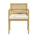 Christopher Knight Home Elodie Mid-Century Modern Wood Dining Chair with Rattan Cane Back and Cushioned Seat (Set of 2), Natural