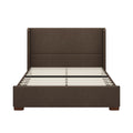 GDFStudio Celina Modern Velvet Upholstered Platform Bed Frame with Tall Wingback Headboard, Dark Brown, Queen