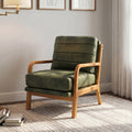 GDFStudio Mosaic Mid-Century Modern Solid Wood Foil Fabric Accent Chair with with Curved Armrests, Olive Green