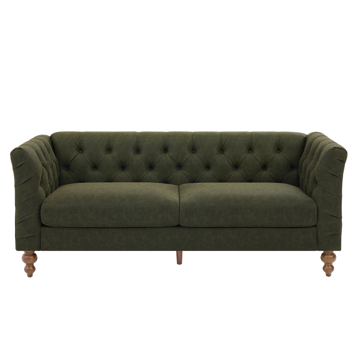 Christopher Knight Home Winston Traditional Chesterfield 73.5" PU Upholstered Sofa with Tufted Back, Green