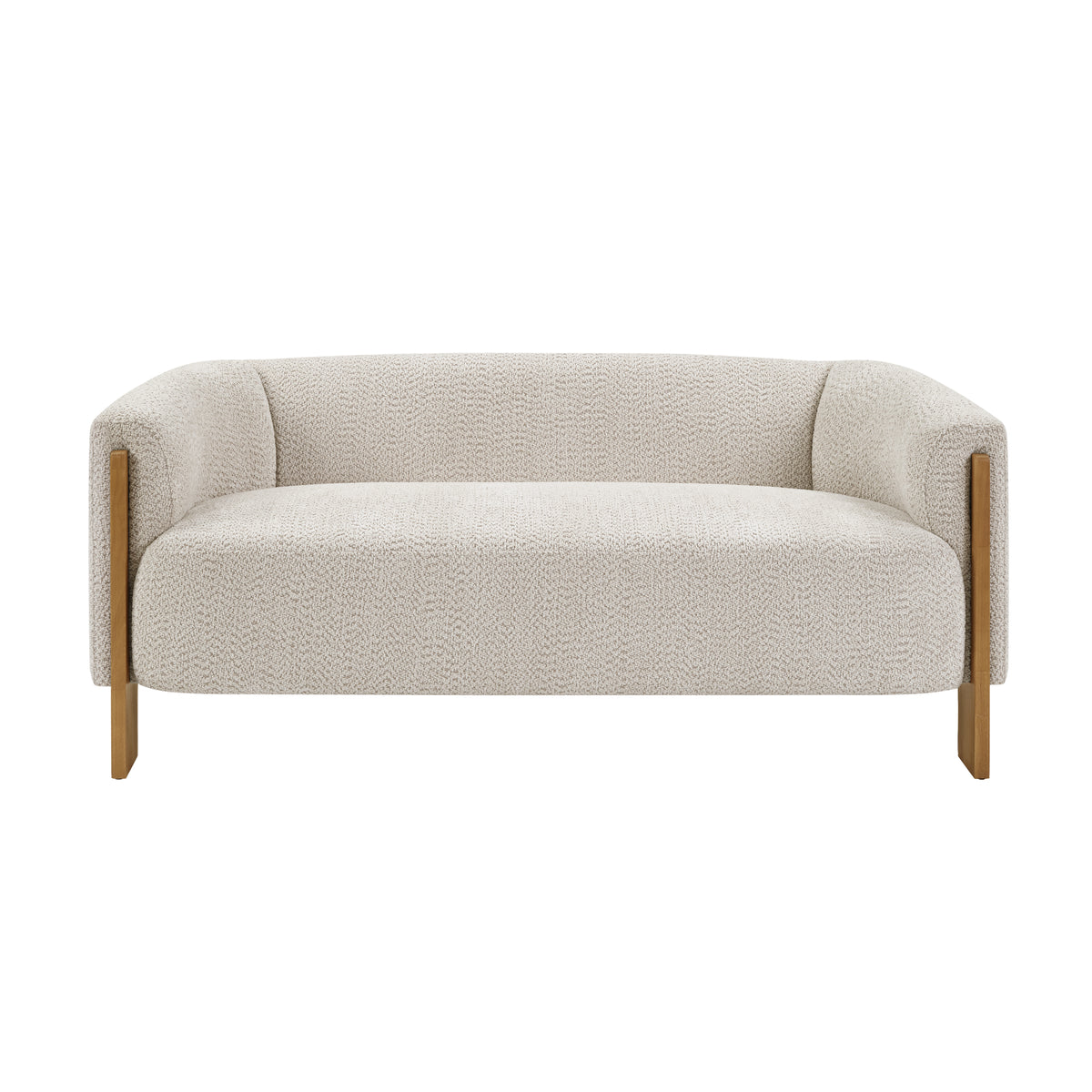 Christopher Knight Home Iri 59" Modern Boucle Upholstered Loveseat with Rubber Wood Legs, Almond