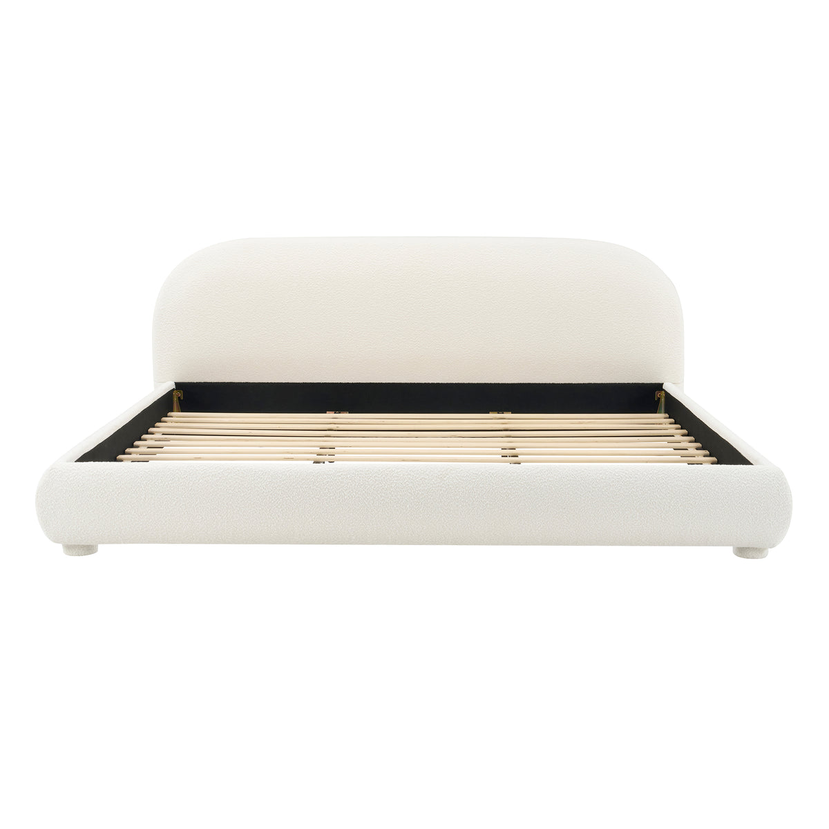 Christopher Knight Home Emilia Modern Boucle Upholstered Platform Bed with Curved Headboard, Cream/King
