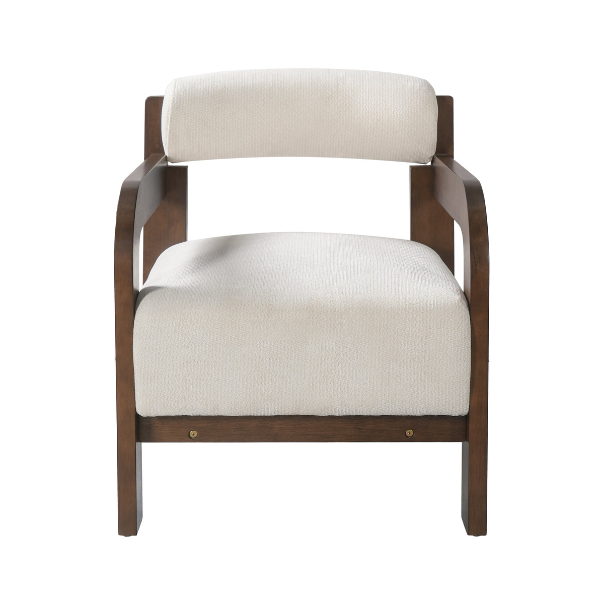 Christopher Knight Home Otho Modern Wooden Chenille U?Shaped Accent Chair with Roll Back Cushion, Cream