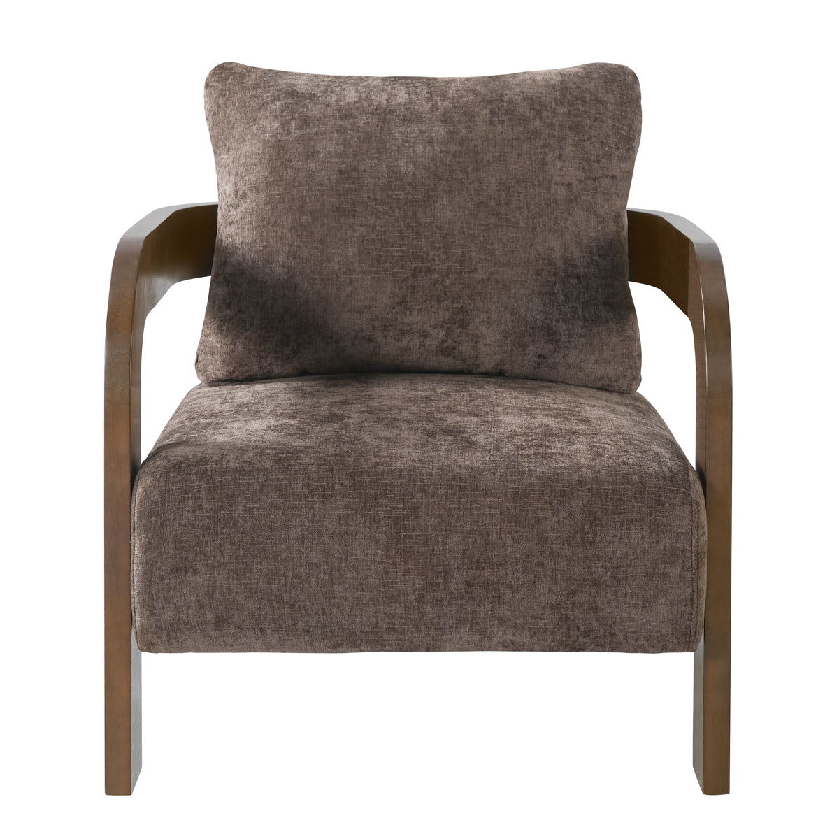 Christopher Knight Home Svea Modern Solid Wood Chenille U?Shaped Accent Chair with Back Pillow, Brown