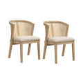 Christopher Knight Home Tove Rubberwood Dining Chairs with Rattan Back and Seat Cushion (Set of 2), Light Ash/Beige