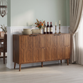 GDFStudio Clara 55  Mid-Century Modern 4-Door Wooden Sideboard Cabinet with Adjustable Shelves, Walnut