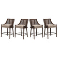 Christopher Knight Home Nancia Modern Rubberwood Upholstered Counter Stools with Rattan Weave Back (Set of 4), Taupe/Espresso