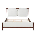 Christopher Knight Home Taavi Modern Wooden Platform Bed Frame with Upholstered Headboard, Dark Walnut, King