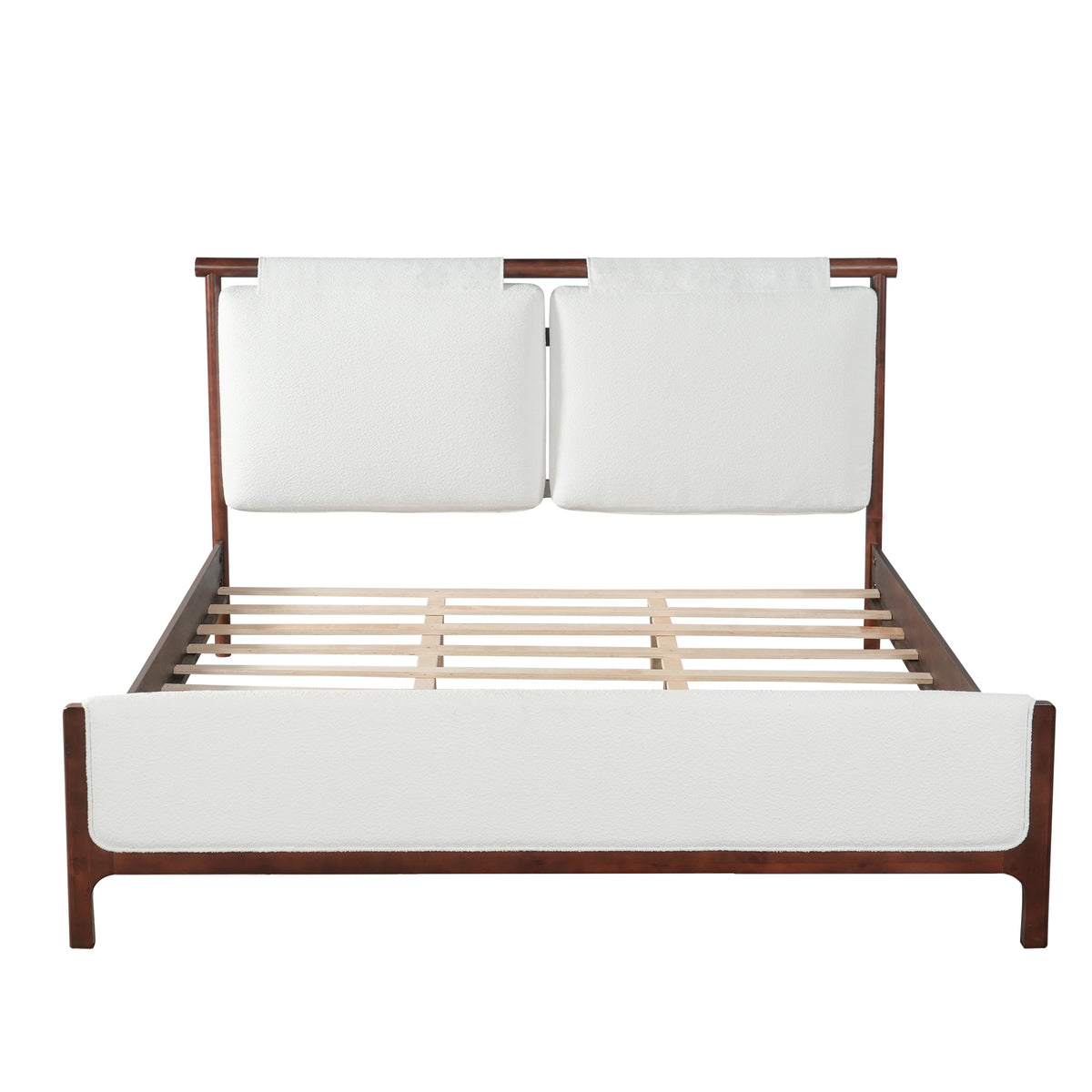 Christopher Knight Home Taavi Modern Wooden Platform Bed Frame with Upholstered Headboard, Dark Walnut, King