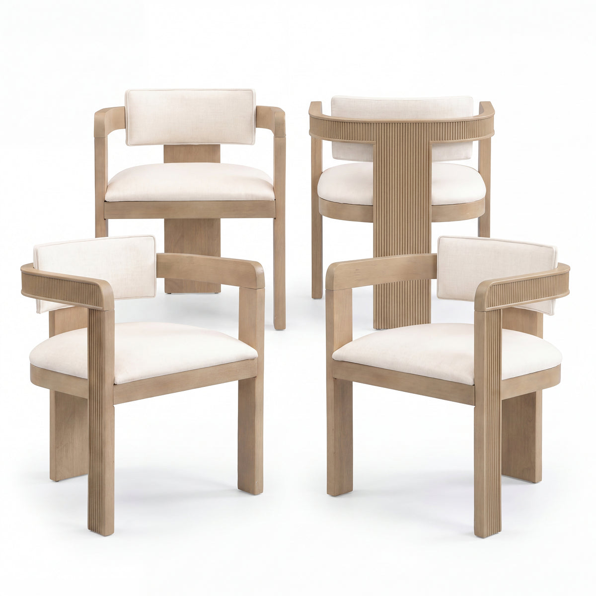 Christopher Knight Home Ula Modern Rubberwood Dining Chairs with Seat Cushion (Set of 4), Beige/Light Ash