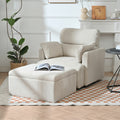 GDFStudio Luca Modern Oversized Upholstered Accent Chair with Storage Ottoman, Beige