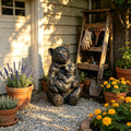 GDFStudio Pryce 18.5  Realistic Resin Mother and Cub Bear Statue, Antique Bronze