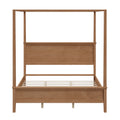 GDFStudio Aspen Modern Farmhouse Wood Canopy Platform Bed with Headboard and Tapered Legs, Seadrift, King