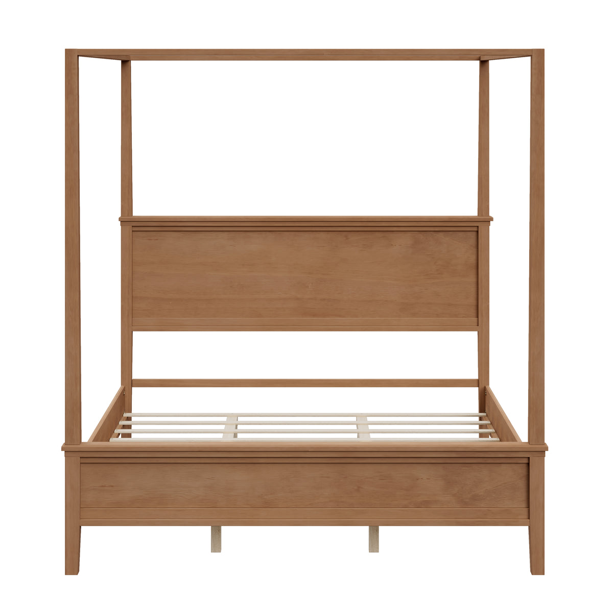 GDFStudio Aspen Modern Farmhouse Wood Canopy Platform Bed with Headboard and Tapered Legs, Seadrift, King