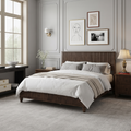 GDFStudio Doris 3 Piece Fluted Wood Bedroom Set, Brown,King