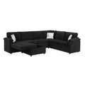 GDFStudio Carson Contemporary Chenille 116.1 Inch U-Shaped Sectional Sofa with Storage Chaise, Black