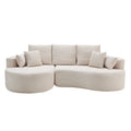 Christopher Knight Home Shamus 106" Modern Cozy Upholstered 4 Seater Curved Sectional Sofa with 7 Pillows, Whitecap Gray