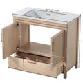 Christopher Knight Home Avery Modern 36" Fluted Wood Bathroom Vanity with Resin Sink and Soft-Close Storage, Natural