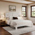 GDFStudio Tobias Modern King Size Platform Bed Frame with Headboard, White
