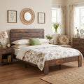 GDFStudio Rebecca Modern Wood Platform Bed Frame with Headboard, King Size, Dark Brown