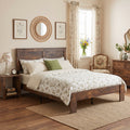 GDFStudio Browne Modern Wood and Metal Platform Bed Frame with Headboard, Queen Size, Dark Brown