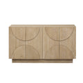 GDFStudio Arden Contemporary Wood Sideboard Buffet Cabinet with Semi-Circular Handles and Adjustable Shelves, Natural