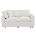 GDFStudio Nolan Modern Chenille Sofa with Accent Pillows, Beige, Loveseat