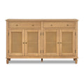Christopher Knight Home Marlowe Modern Farmhouse 60" Wood Sideboard Credenza with Rattan-Style Woven Doors and Drawers, Natural