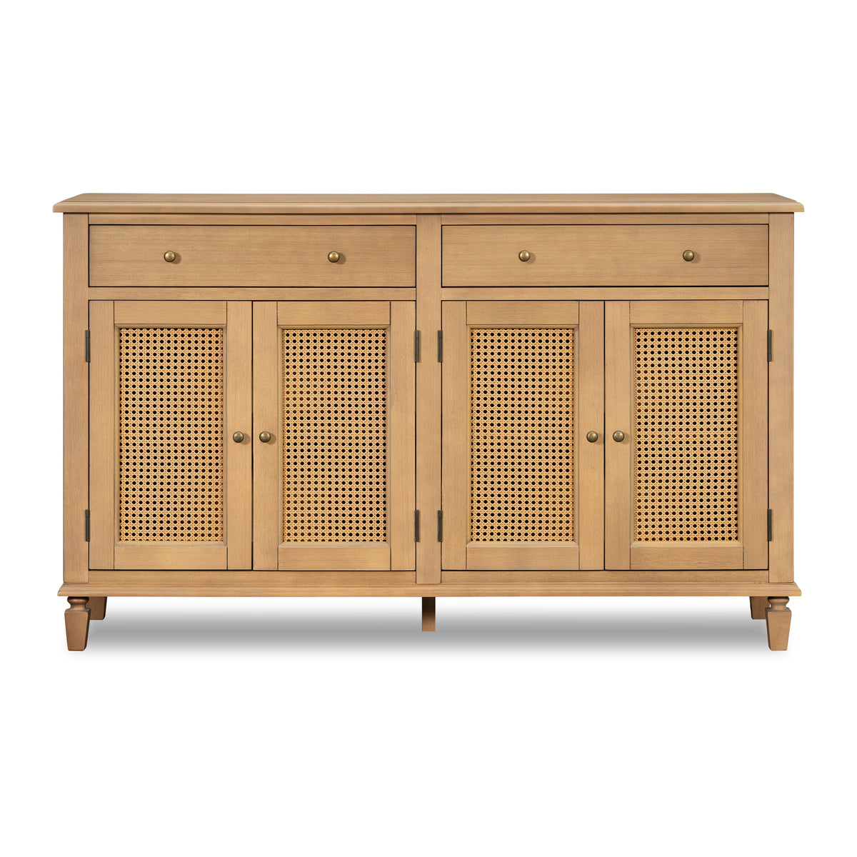 Christopher Knight Home Marlowe Modern Farmhouse 60" Wood Sideboard Credenza with Rattan-Style Woven Doors and Drawers, Natural
