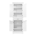GDFStudio Harper Transitional Wood Tall Bathroom Cabinet with 4 Doors, Drawer and Adjustable Shelves, White