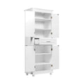 GDFStudio Harper Farmhouse Wood Tall Bathroom Linen Cabinet with Doors, Drawer and Adjustable Shelves, White