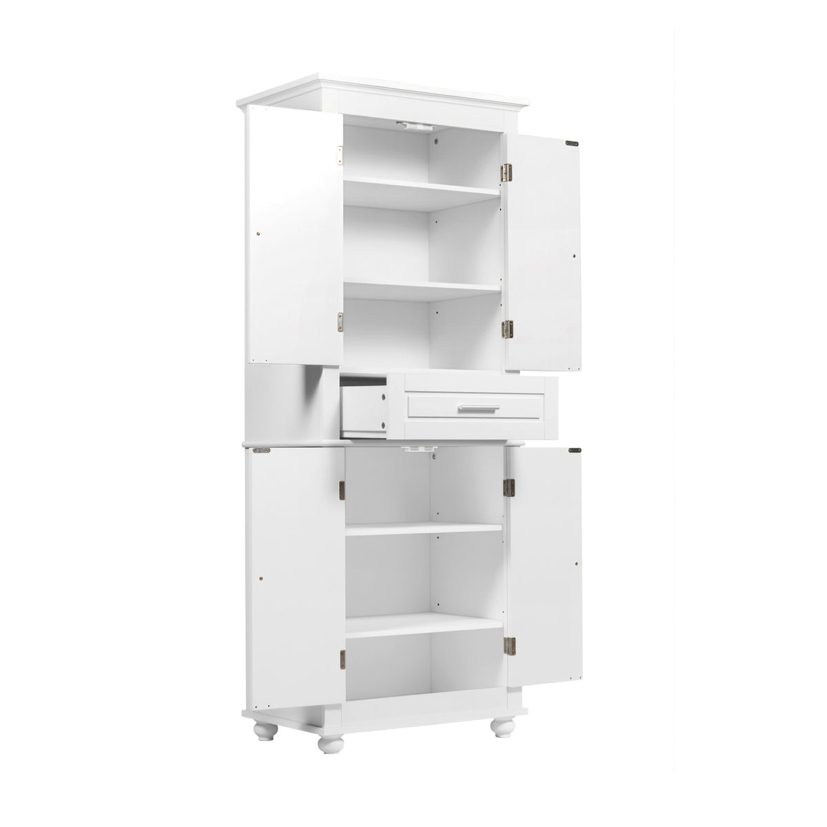 GDFStudio Harper Farmhouse Wood Tall Bathroom Linen Cabinet with Doors, Drawer and Adjustable Shelves, White