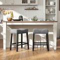 GDFStudio Nolan Upholstered Counter Height Stool with Saddle Seat (Set of 2), Gray