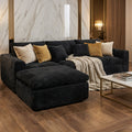 GDFStudio Arvella 108-inch Modern Corduroy Boneless Modular Sectional Sofa, Black