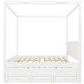 GDFStudio Aspen Modern Farmhouse Wood Canopy Platform Bed with Trundle and Storage Drawers, White, Full
