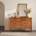 GDFStudio Lowell Modern 55" 6-Drawers Dresser with Solid Wood Legs, Brown, 55"
