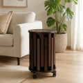 GDFStudio Callan Stackable Bamboo Stools with Rolling Storage Base and Wood Seats (Set of 6), Walnut