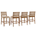 Christopher Knight Home Zale Modern Rubberwood Faux Leather Upholstered Counter Stools (Set of 4), Light Brown/Walnut