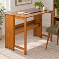 GDFStudio Alder 40  Bamboo Folding Computer Desk with Storage Shelves, Brown