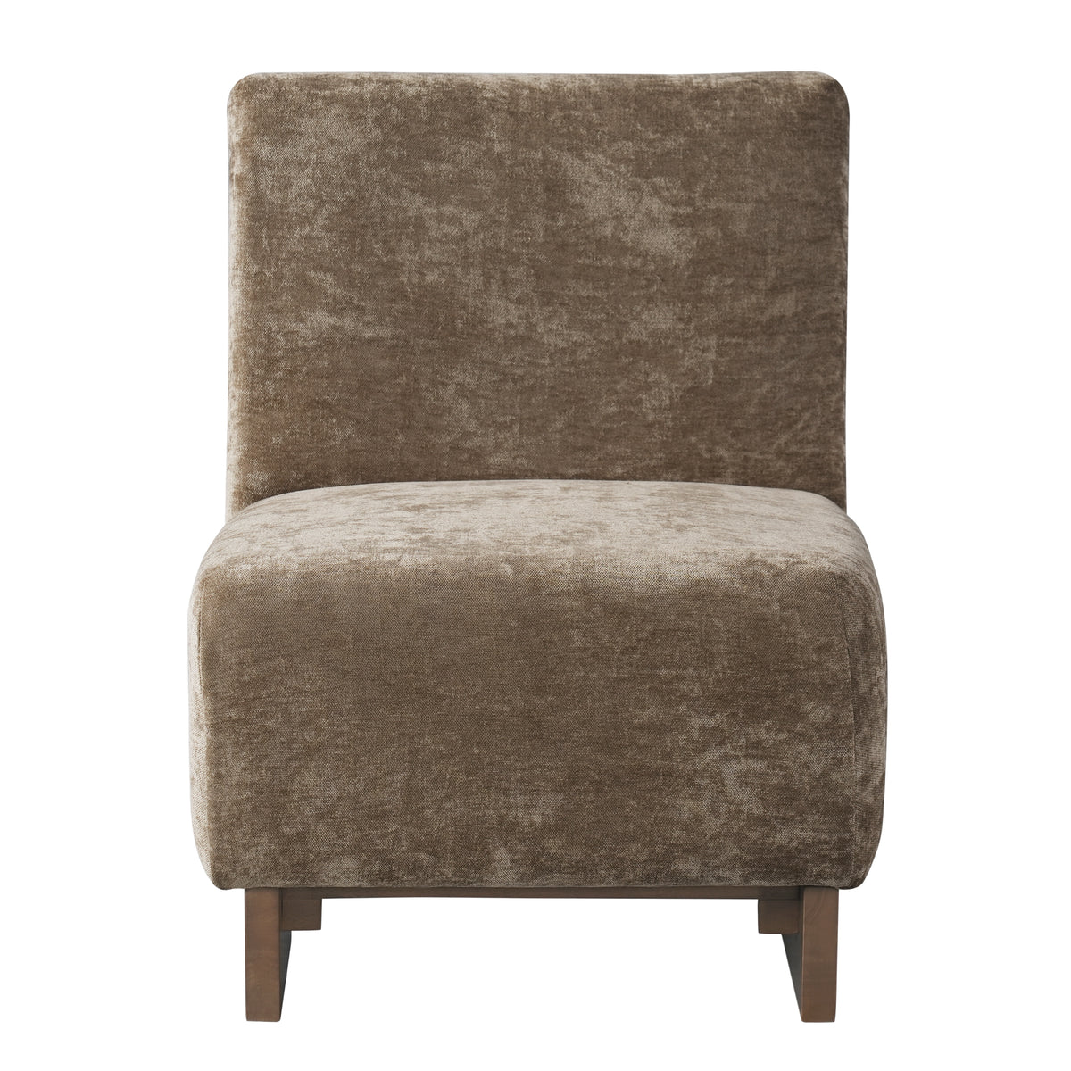 Christopher Knight Home Asko Modern Wooden Chenille Upholstered Slipper Chair with Curved Frame , Brown